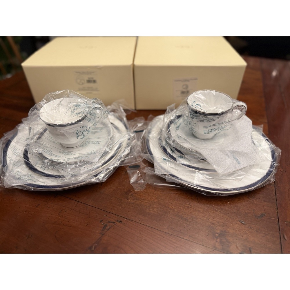 New Lenox Federal Cobalt Platinum 5-Piece Place Settings - Lot of 2 NIB‎ Sets